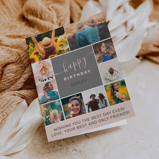 Moderne simpele verjaardagscroze 10 foto-collage r kaart