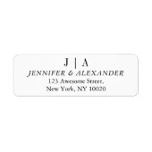 Moderne Simpele Zwarte en Witte Monogram Naam voor Etiket (Voorkant)