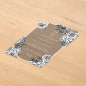 Moderne simpele zwarte en witte pioenrozen bruilof acryl uitnodigingen (Laagn)