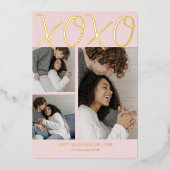 Moderne Simple 3 Photo Valentijnsdag Folie Feestdagenkaart (Voorkant)