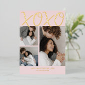 Moderne Simple 3 Photo Valentijnsdag Folie Feestdagenkaart (Staand Voorkant)