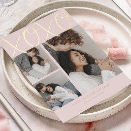 Moderne Simple 3 Photo Valentijnsdag Folie Feestdagenkaart