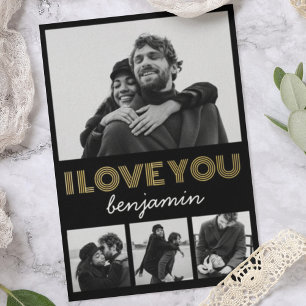 Moderne Simple 4 Photo Valentijnsdag Folie Feestdagenkaart