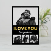 Moderne Simple 4 Photo Valentijnsdag Folie Feestdagenkaart (Staand Voorkant)