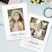 Moderne Simple 5 Photo Calligraphy Easy Afstuderen Kaart