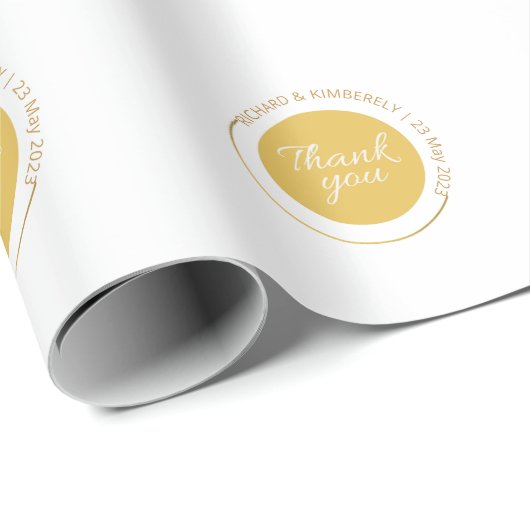 Moderne Simple Add Couple Name Date Bedankt Wrapp Cadeaupapier (Rol Hoek)