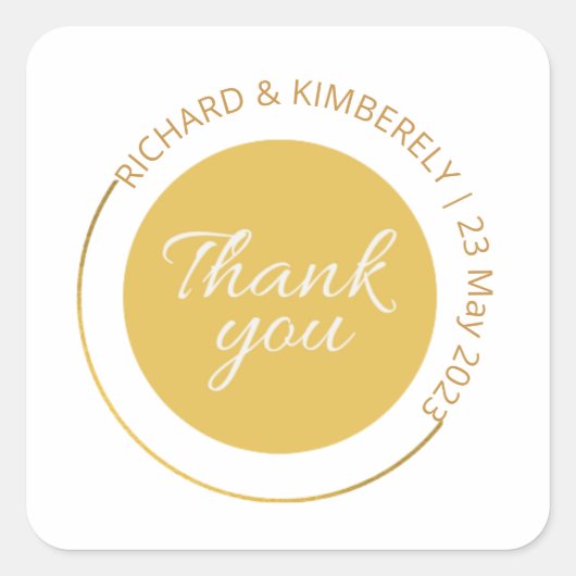Moderne Simple Add Couple Name Date Hartelijk dank Vierkante Sticker (Voorkant)