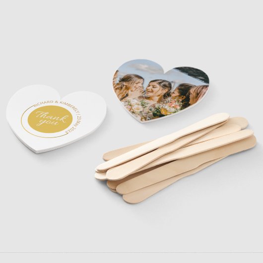 Moderne Simple Add Couple Name Date Photo Bedankt Handwaaier (Niet-gemonteerd)