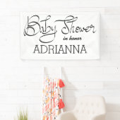 Moderne Simple Baby shower Typografie Spandoek (Insitu)