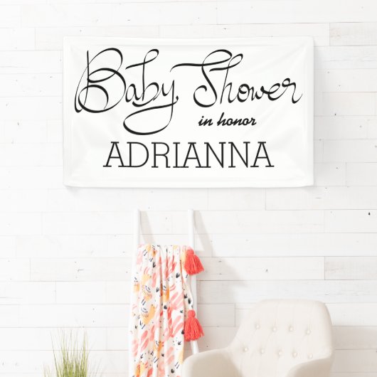 Moderne Simple Baby shower Typografie Spandoek (Insitu)