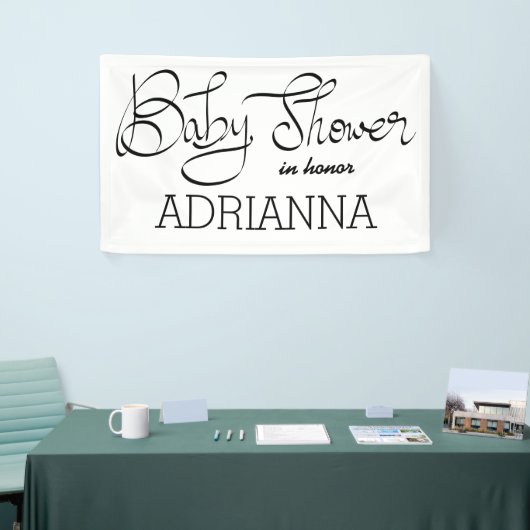 Moderne Simple Baby shower Typografie Spandoek (Beurs)