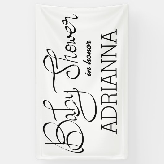 Moderne Simple Baby shower Typografie Spandoek (Verticaal)