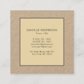 Moderne Simple Beige Lijst Kraft Vierkante Visitekaartje (Achterkant)