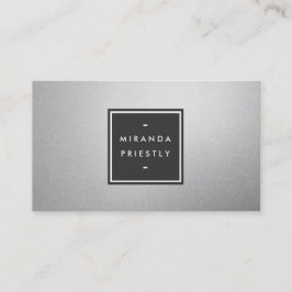 Moderne Simple Black en Faux Silver Foil Designer Visitekaartje