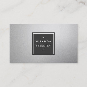 Moderne Simple Black en Faux Silver Foil Designer Visitekaartje