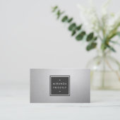 Moderne Simple Black en Faux Silver Foil Designer Visitekaartje (Staand voorkant)