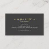 Moderne Simple Black en Faux Silver Foil Designer Visitekaartje (Achterkant)