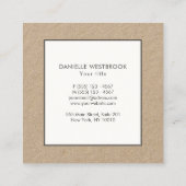 Moderne Simple Black en White Lijst Kraft Vierkante Visitekaartje (Achterkant)