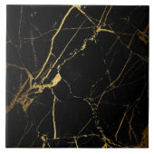 Moderne Simple Black Gold Faux Marble Tegel Tegeltje (Voorkant)