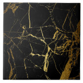Moderne Simple Black Gold Faux Marble Tegel Tegeltje (Voorkant)