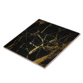 Moderne Simple Black Gold Faux Marble Tegel Tegeltje (Zijkant)