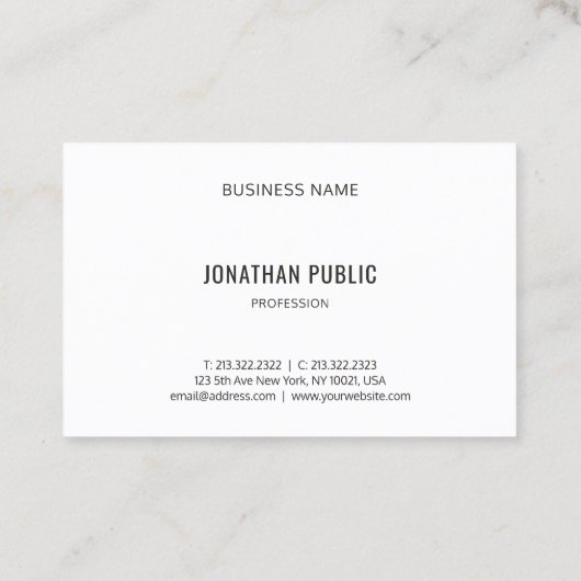 Moderne Simple Black White Design Trendy Sjabloon Visitekaartje (Achterkant)