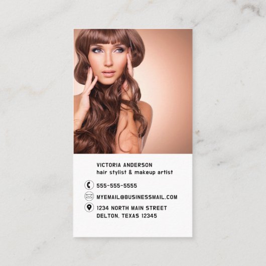 Moderne Simple Black White Logo Photo QR-code Visitekaartje (Achterkant)