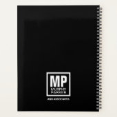 Moderne Simple Black White Square Monogram Logo Planner (Achterkant)
