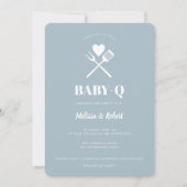 Moderne Simple Blue BBQ-Baby shower Kaart (Voorkant)