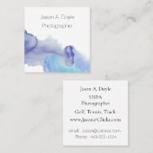 Moderne Simple Blue en White Professional Vierkante Visitekaartje (Voorkant / Achterkant)