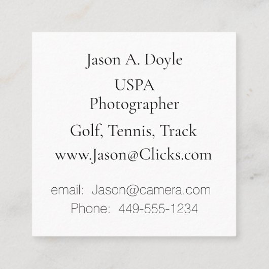 Moderne Simple Blue en White Professional Vierkante Visitekaartje (Achterkant)