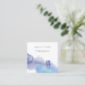 Moderne Simple Blue en White Professional Vierkante Visitekaartje (Staand voorkant)