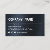 Moderne Simple Blue Metal professional Visitekaartje (Achterkant)