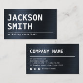 Moderne Simple Blue Metal professional Visitekaartje (Voorkant / Achterkant)