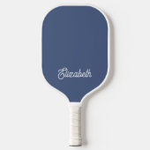 Moderne Simple Blue Script Custom Name Pickleball Paddle (Voorkant)