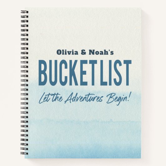 Moderne Simple Blue Waterverf Adventure Bucket Notitieboek (Voorkant)