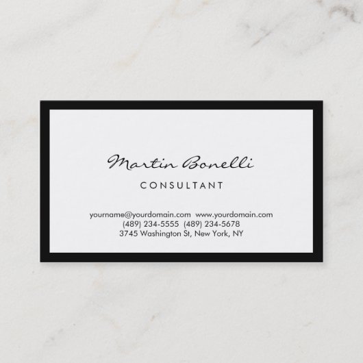 Moderne Simple Border Calligraphy Visitekaartje (Voorkant)