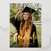 Moderne Simple Calligraphy Photo Afstuderen Folie Uitnodiging (Voorkant)