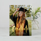 Moderne Simple Calligraphy Photo Afstuderen Folie Uitnodiging (Staand Voorkant)