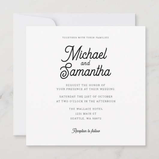 Moderne Simple Calligraphy Script Wedding Invitati Kaart (Voorkant)