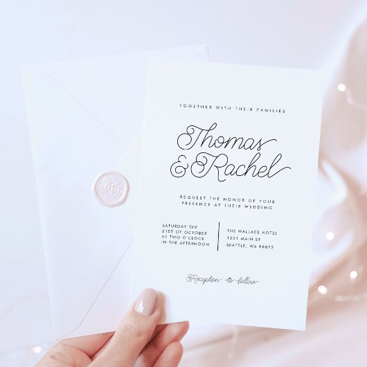 Moderne Simple Calligraphy Script Wedding Kaart