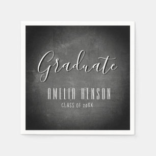 Moderne Simple Chalkboard Afstuderen Graduation Pa Servet