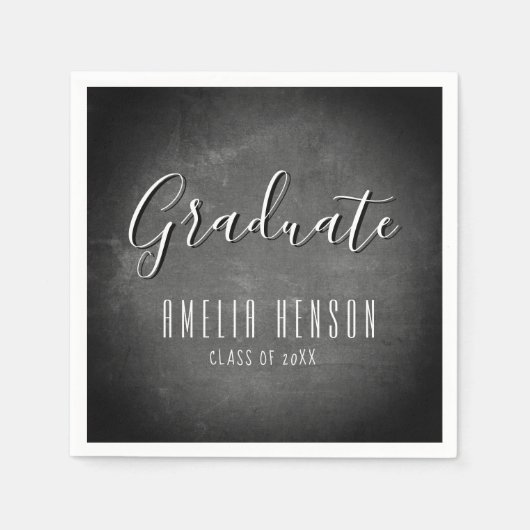 Moderne Simple Chalkboard Afstuderen Graduation Pa Servet (Voorkant)