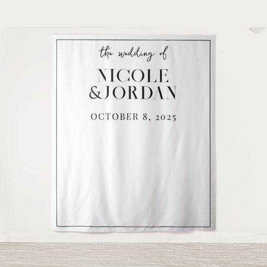 Moderne Simple Chic Wedding Backdrop Wandkleed (Voorkant)