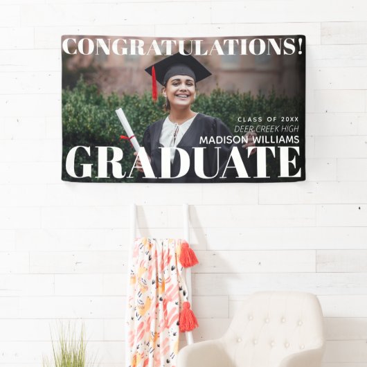 Moderne Simple Congrats Afstuderen Foto Spandoek (Insitu)