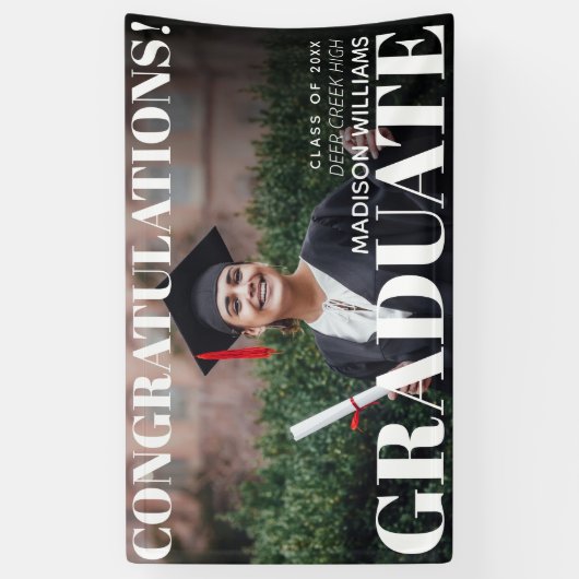 Moderne Simple Congrats Afstuderen Foto Spandoek (Verticaal)