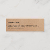 Moderne Simple Cool Kraft Paper Consultant Mini Visitekaartje (Achterkant)
