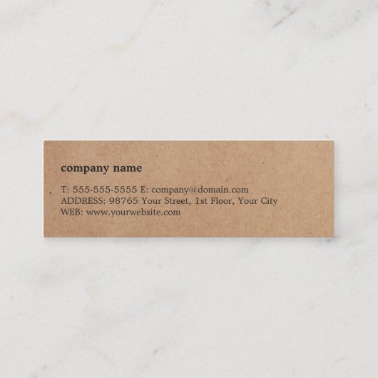 Moderne Simple Cool Kraft Paper Consultant Mini Visitekaartje (Achterkant)
