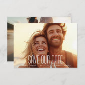 Moderne Simple Dashed Photo Save The Date (Voorkant / Achterkant)