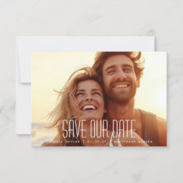 Moderne Simple Dashed Photo Save The Date